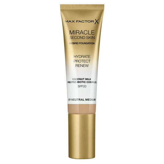 Max Factor Miracle Second Skin Hydrating Foundation, Neutral Medium - 30 ml