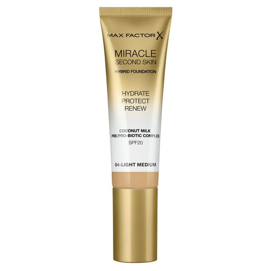 Max Factor Miracle Second Skin Hydrating Foundation, Light-Medium - 30 ml