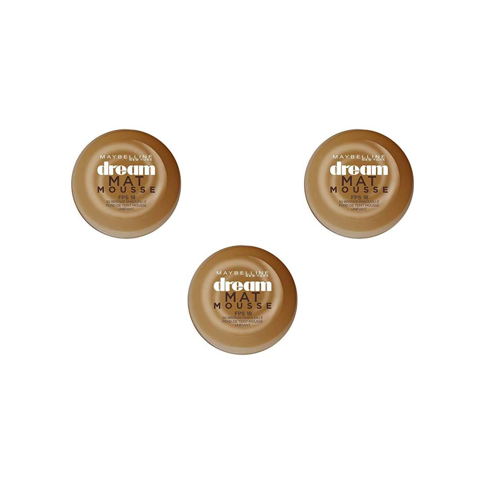 Maybelline New York Dream Matte Mousse 50 Sun Bronze, Pack of 3 (3 x 18ml)