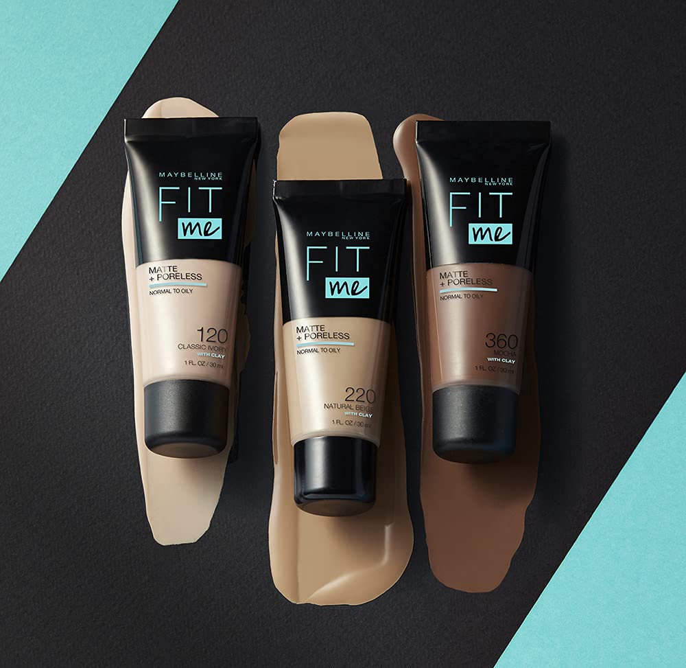 Maybelline Fit Me Foundation, Matte & Poreless, Full Coverage Blendable Norma...